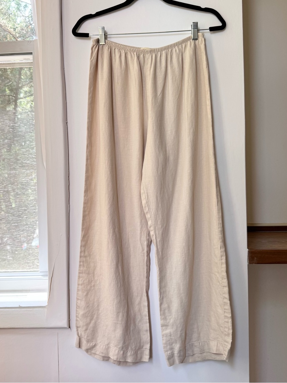 DONNI The Linen Simple Pants in Oatmeal Tan Medium